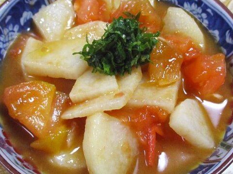 長芋トマトのバタポン炒め